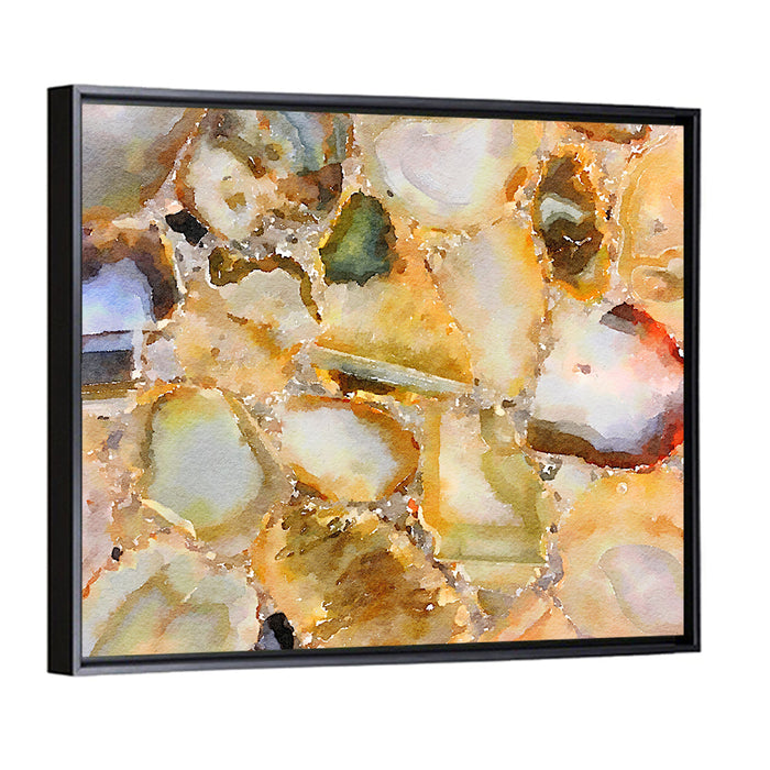 Golden Geode Mosaic Wall Art as a framed canvas