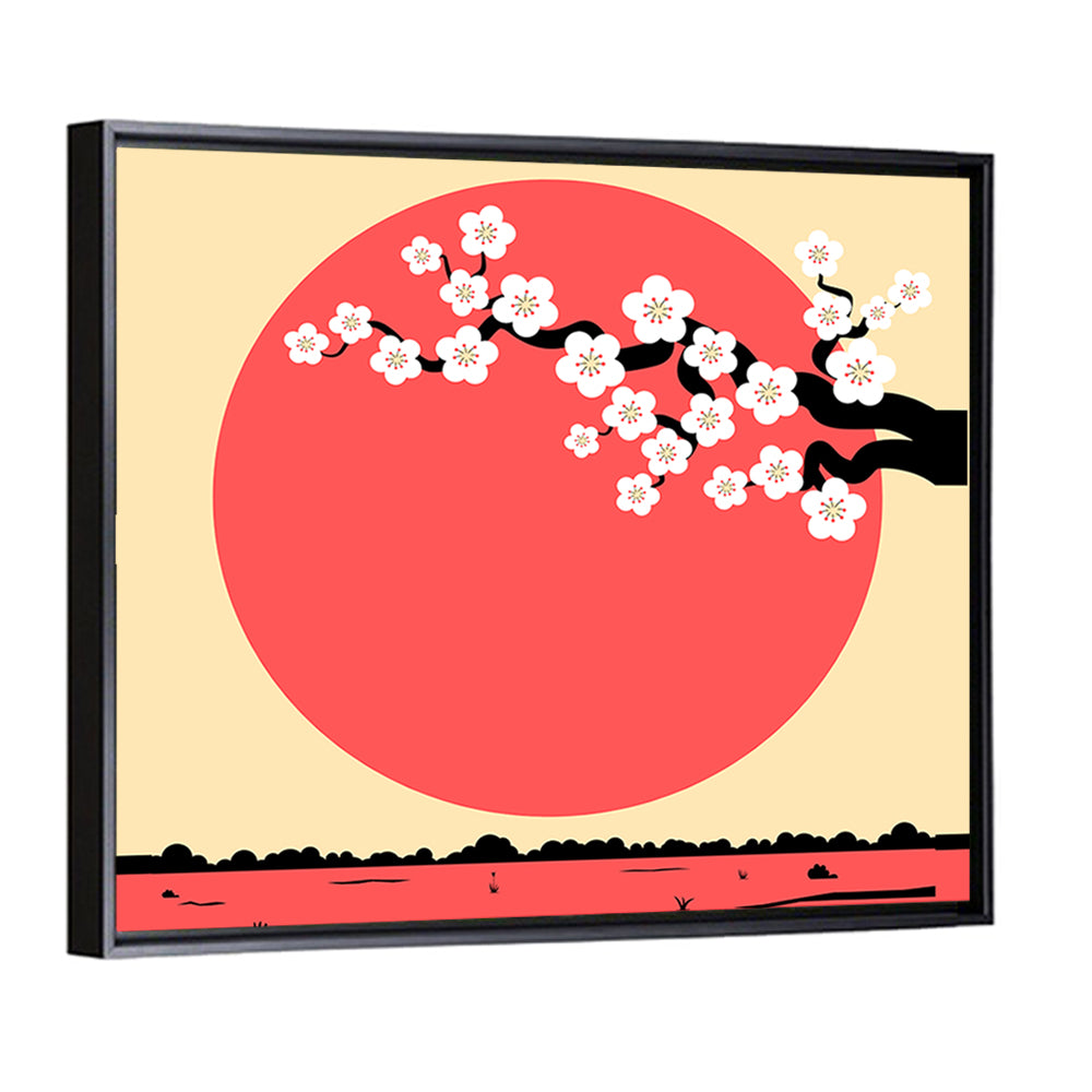 Cherry Blossom with Red Sun Wall Art