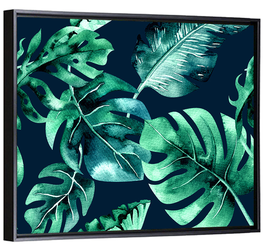 Tropical Watercolor Leaf Pattern Wall Art