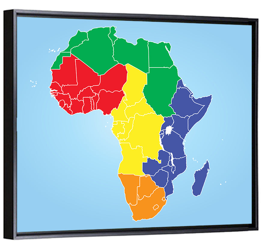 Color Coded Africa Map Wall Art