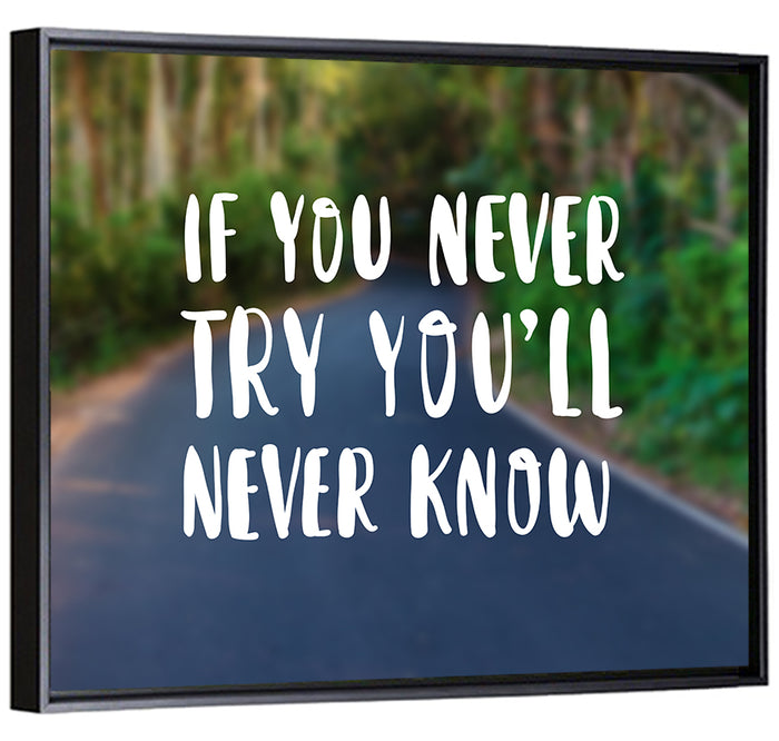 If You Never Try You’ll Never Know Quote Wall Art as a framed canvas