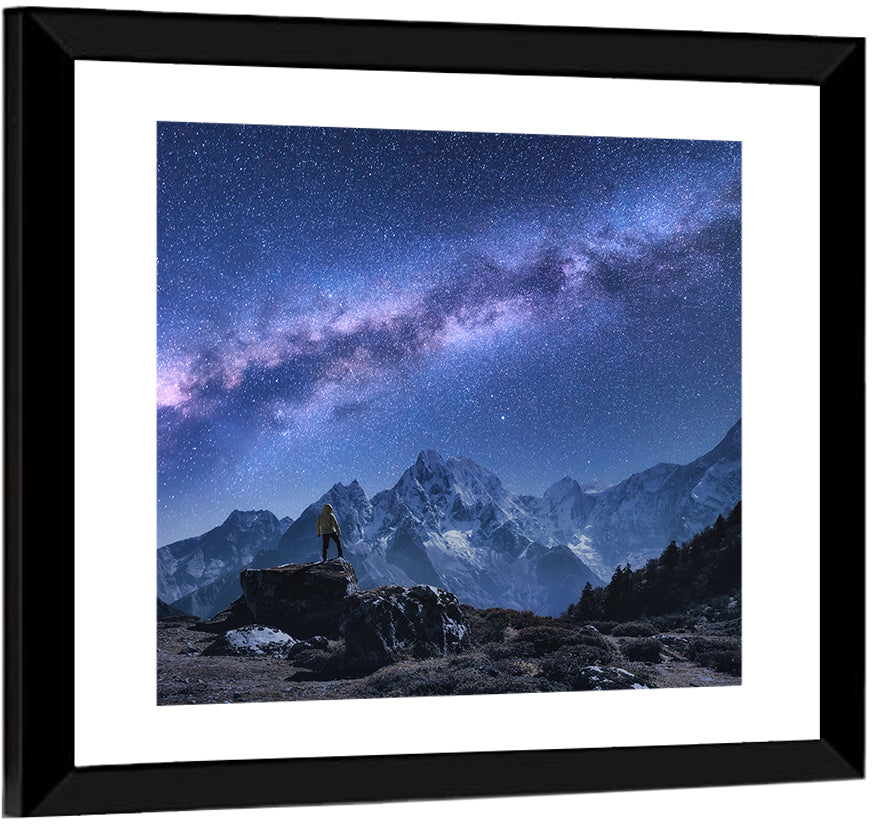 Milky Way Over Snow Capped Peaks Wall Art