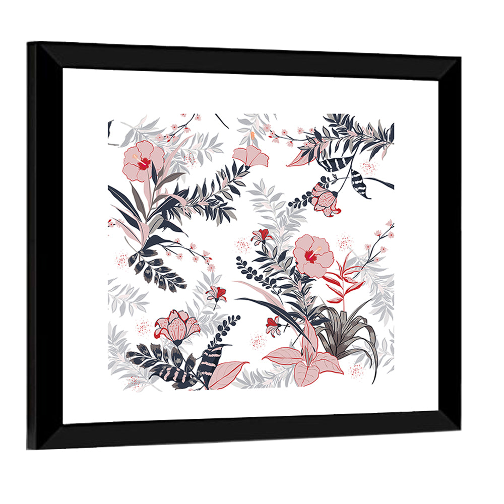 Tropical Hibiscus Pattern Wall Art