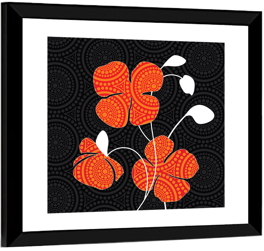 Black and Orange Poppy Illustration Wall Art