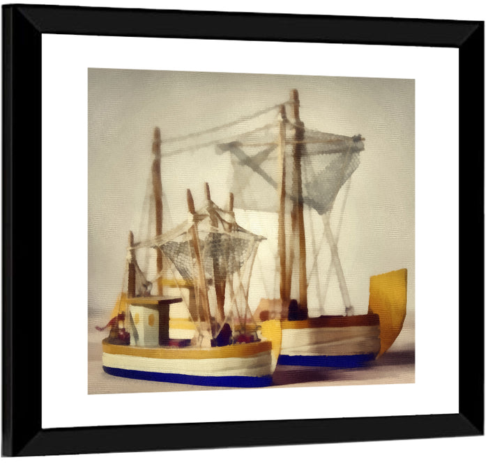 Two Watercolor Boats Wall Art as a framed print