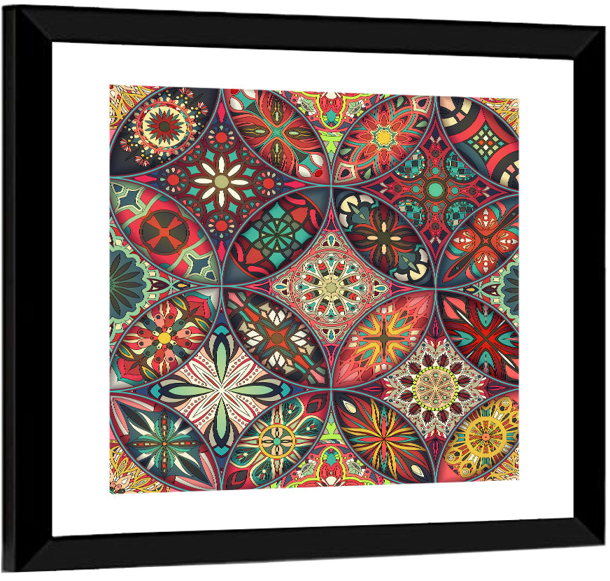 Vintage Mandala Tile Pattern Wall Art