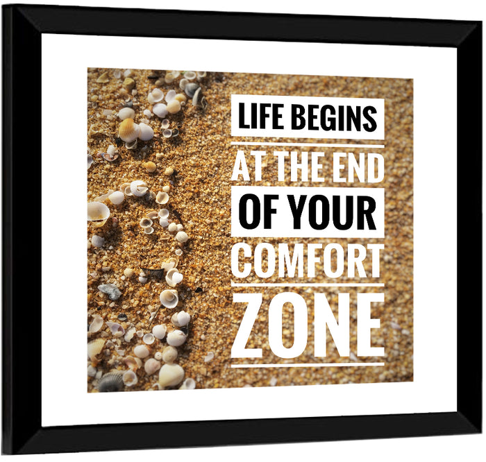 Life Begins at the End Quote Wall Art as a framed print