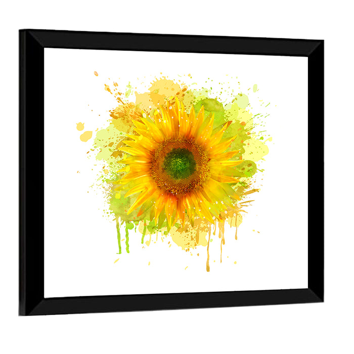 Watercolor Sunflower Wall Art as a framed print