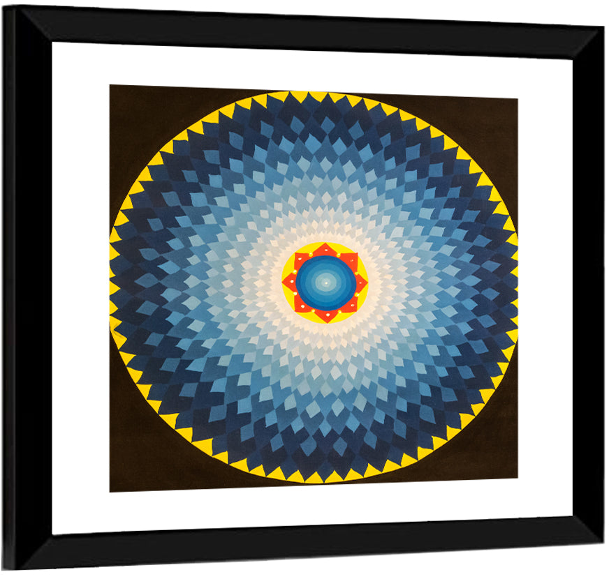 Radiant Blue Sunburst Mandala Wall Art