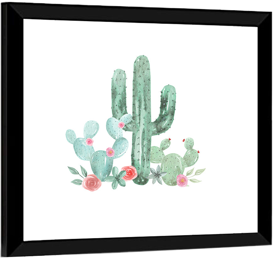 Watercolor Cactus Bouquet Wall Art