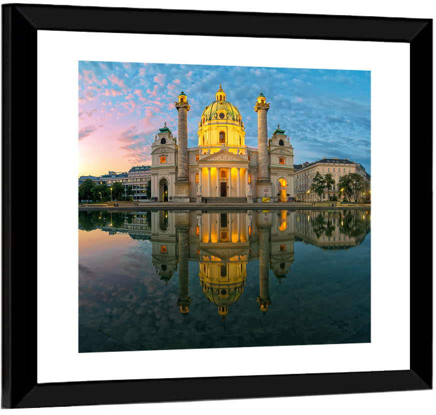 Karlskirche Golden Hour Reflection Wall Art