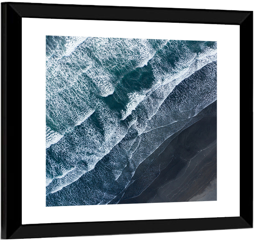 Volcanic Surf on Black Sand Wall Art