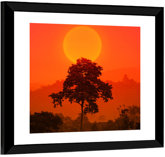 African Summer Sunset Wall Art as a framed print
