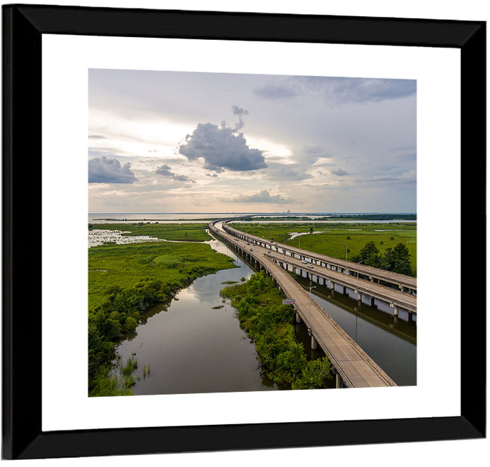Interstate 10 Bridge Wall Art as a framed print