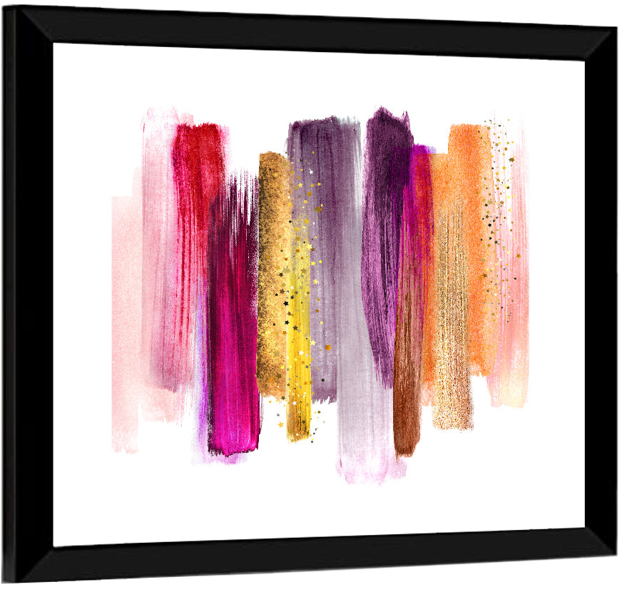 Fuchsia and Gold Brush Strokes Wall Art