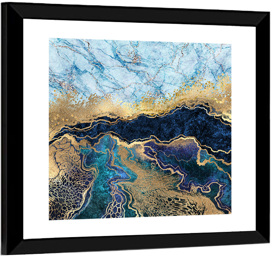 Blue Marble with Gold Veins Wall Art