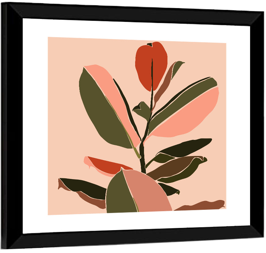 Ficus Leaves Silhouette Wall Art