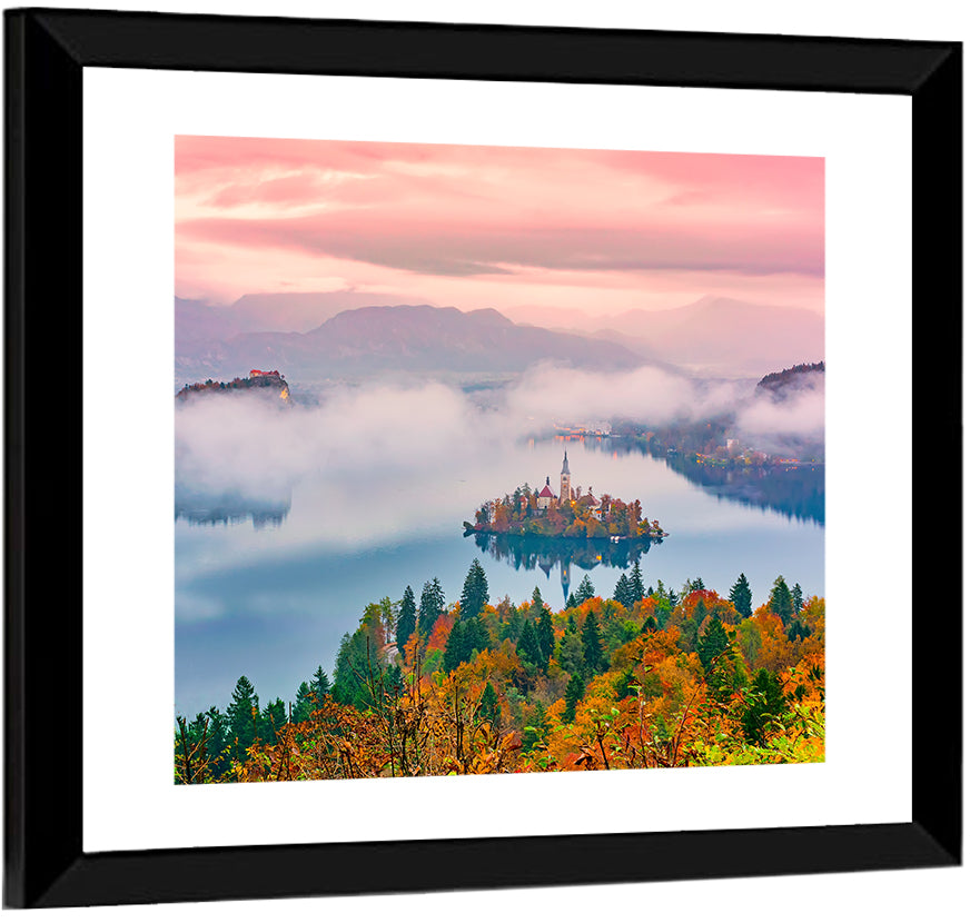 Misty Morning Over Lake Bled Wall Art
