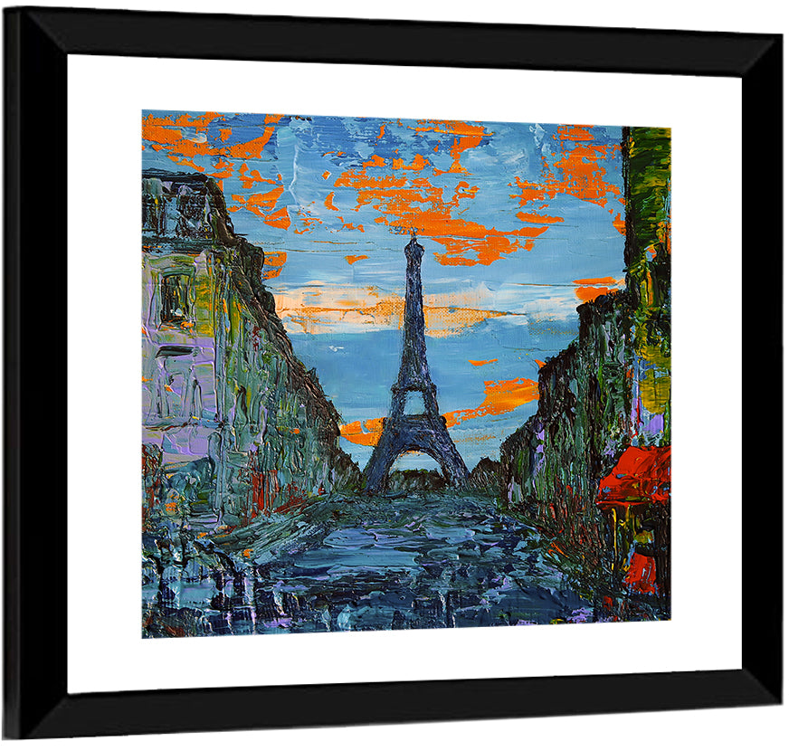 Paris Dusk Street, Eiffel Tower Wall Art