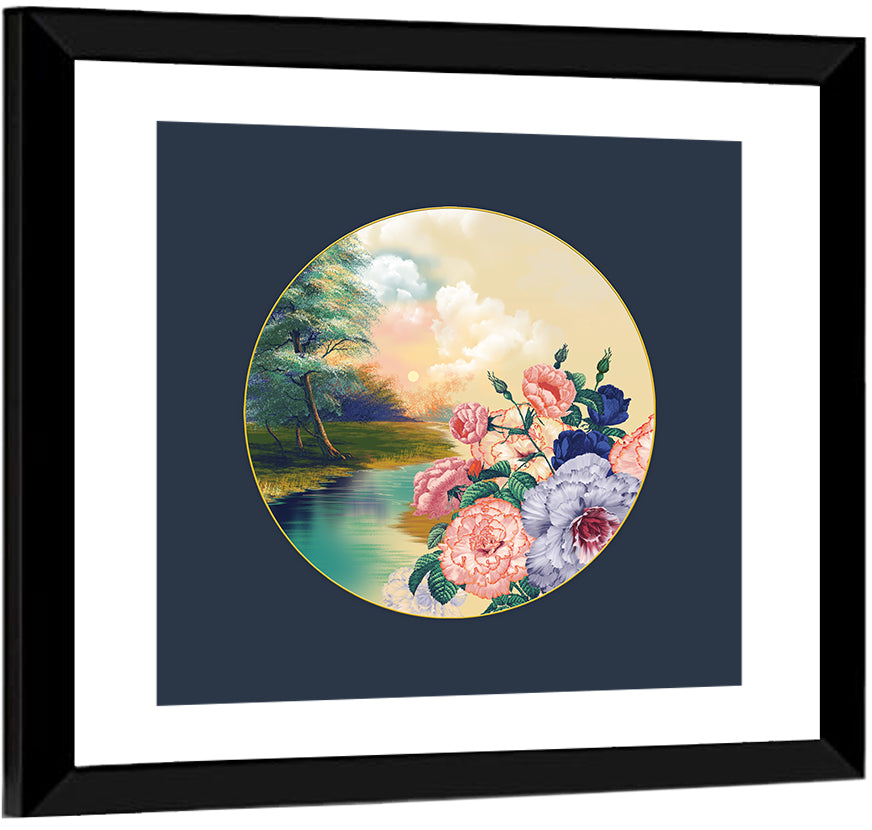 Golden Garden Circle Wall Art