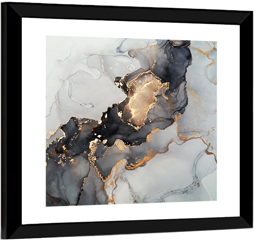 Black Fire Marble Abstract Wall Art