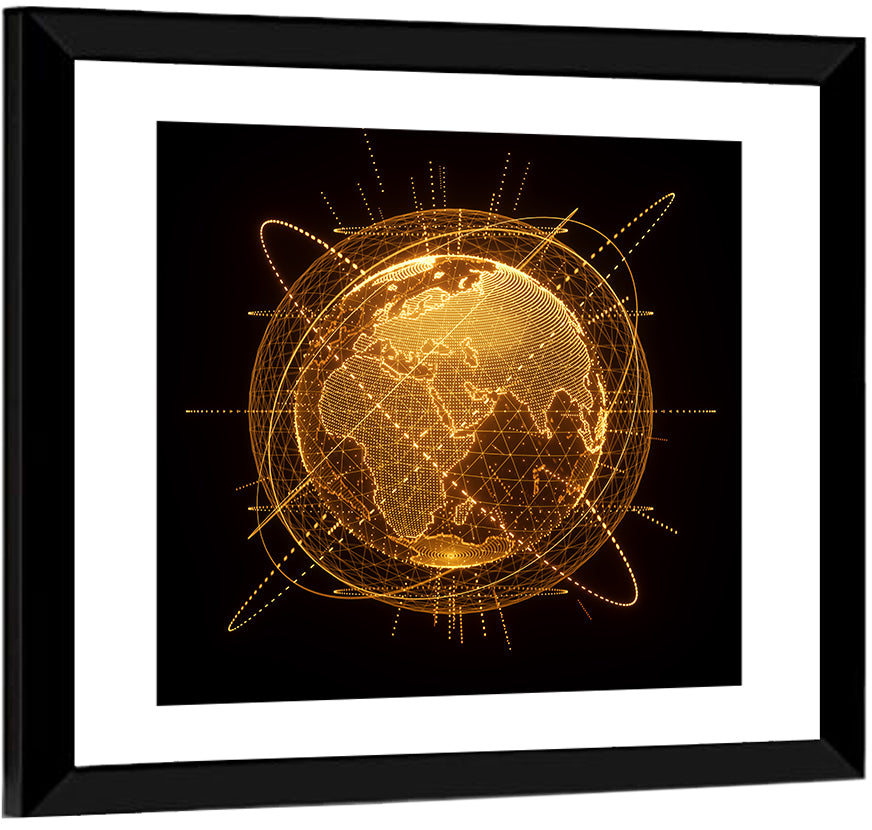 Golden Hologram Globe Wall Art