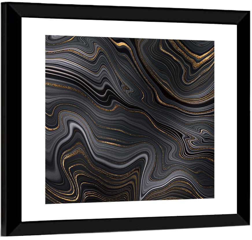 Black Marble with Gold Veins Wall Art
