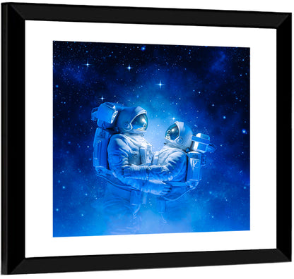 Astronaut Couple in Space Wall Art