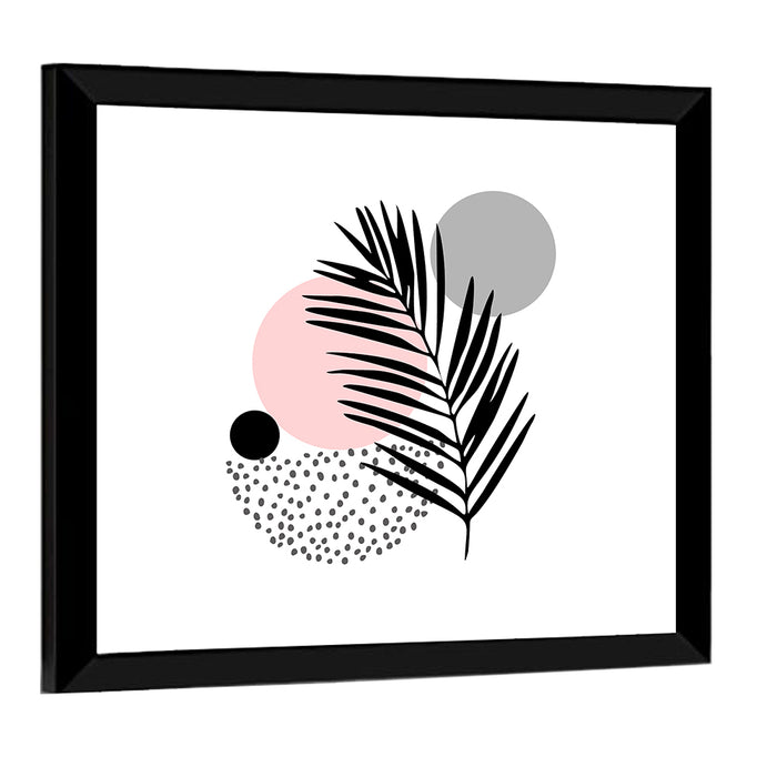 Stippled Palm Leaf Illustration Wall Art as a framed print