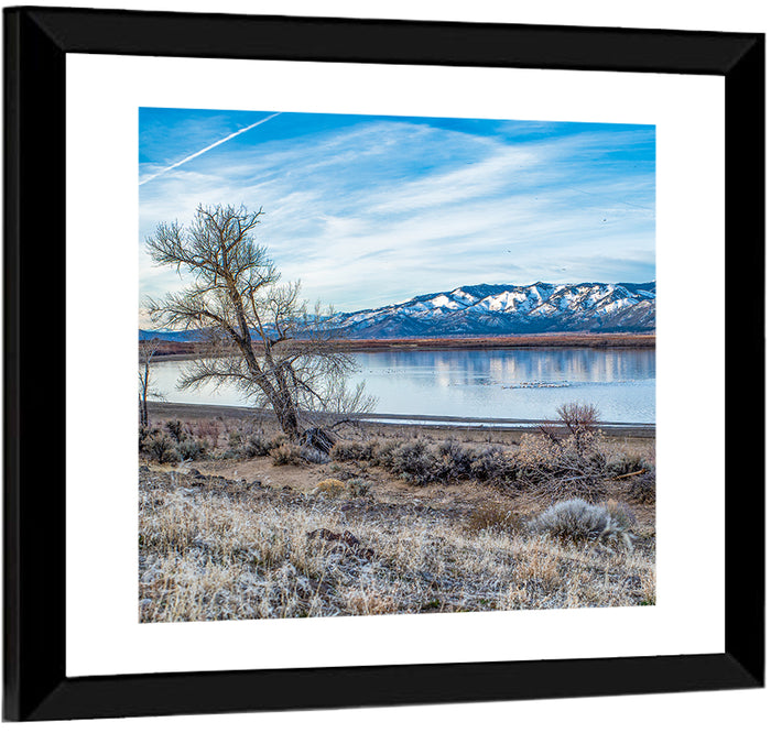 Winter Washoe Lake Morning Wall Art as a framed print