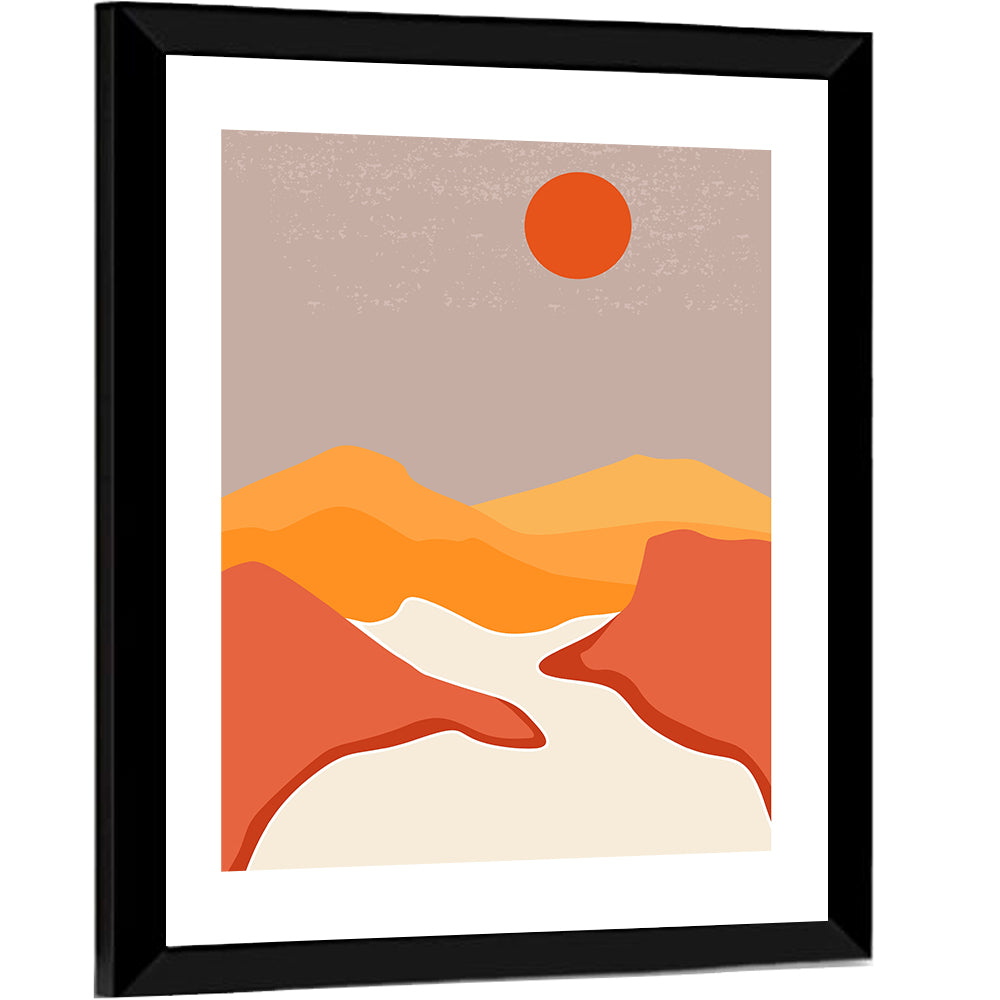 Desert Sunset Mountain Landscape Wall Art