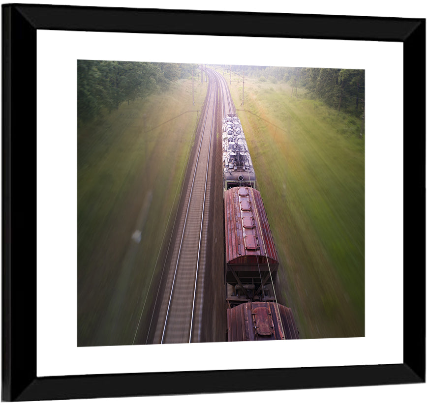 Freight Train Through Forest Wall Art