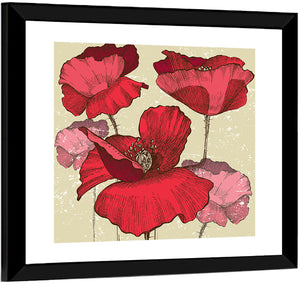 Poppy Flowers Abstract Wall Art