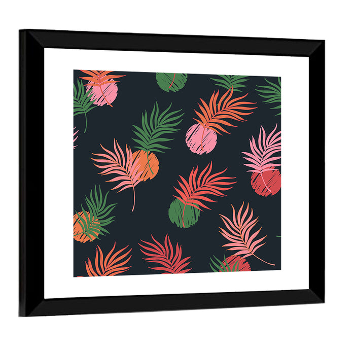 Palm Leaves with Scribbled Circles Wall Art as a framed print