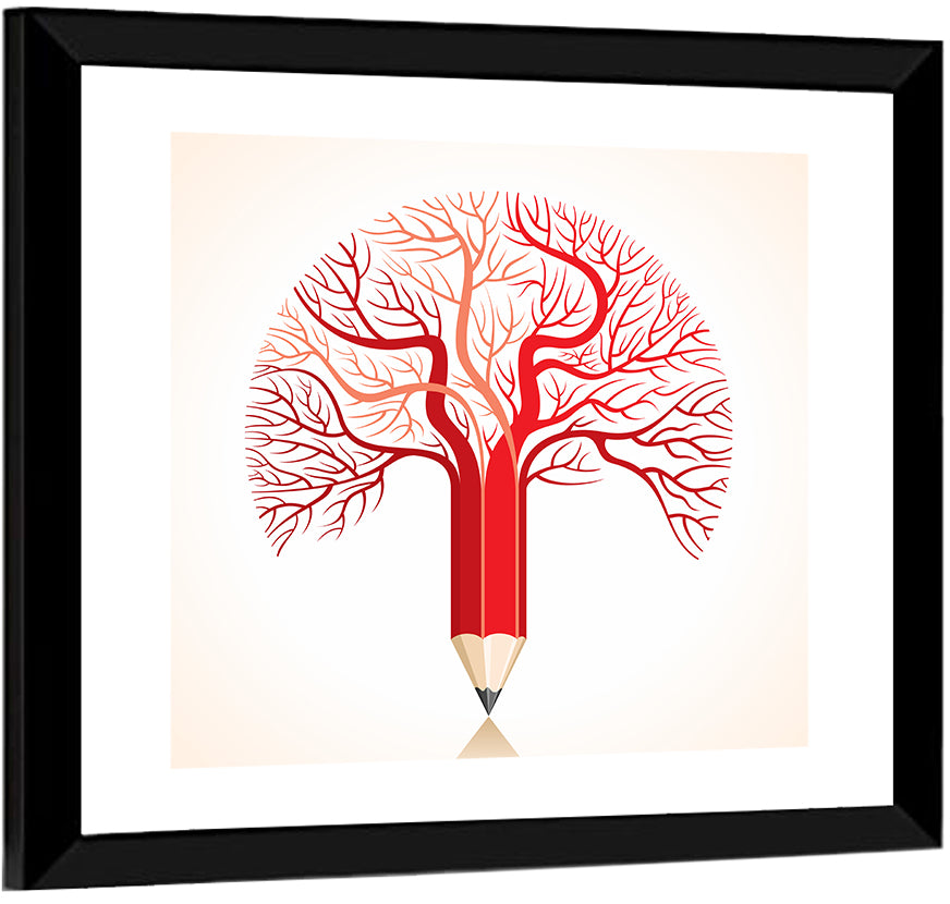 Knowledge Tree Pencil Illustration Wall Art