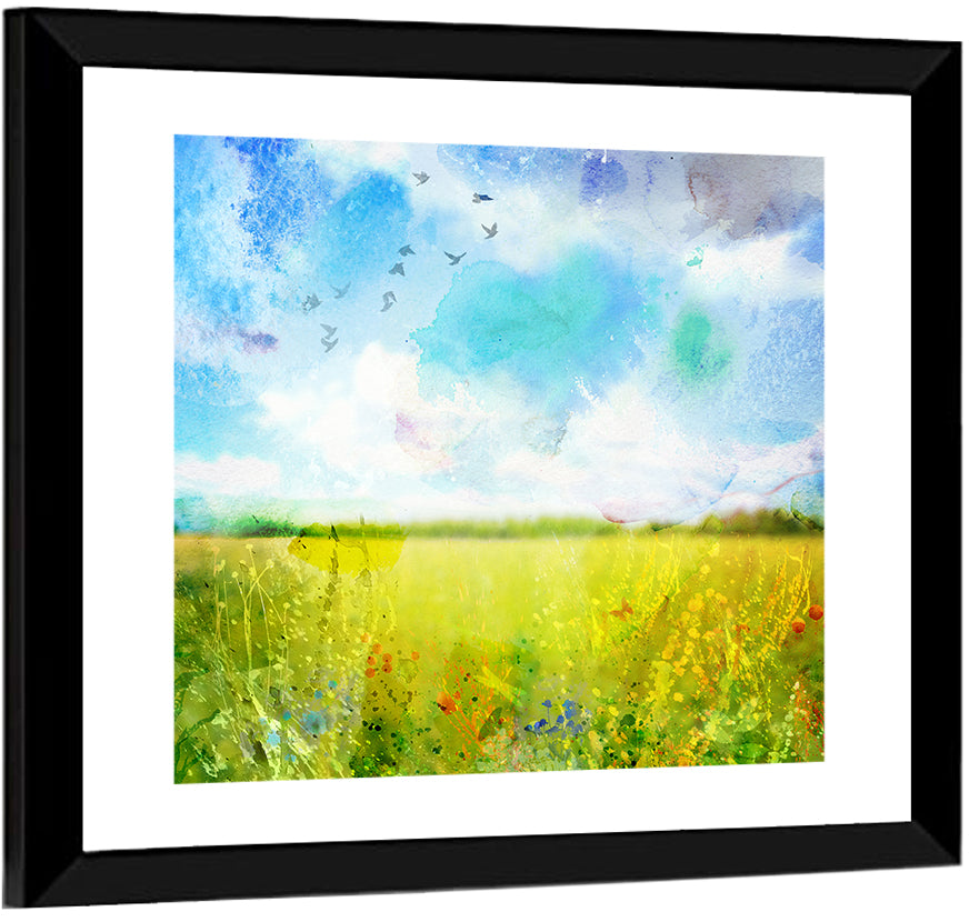 Watercolor Wildflower Field Wall Art
