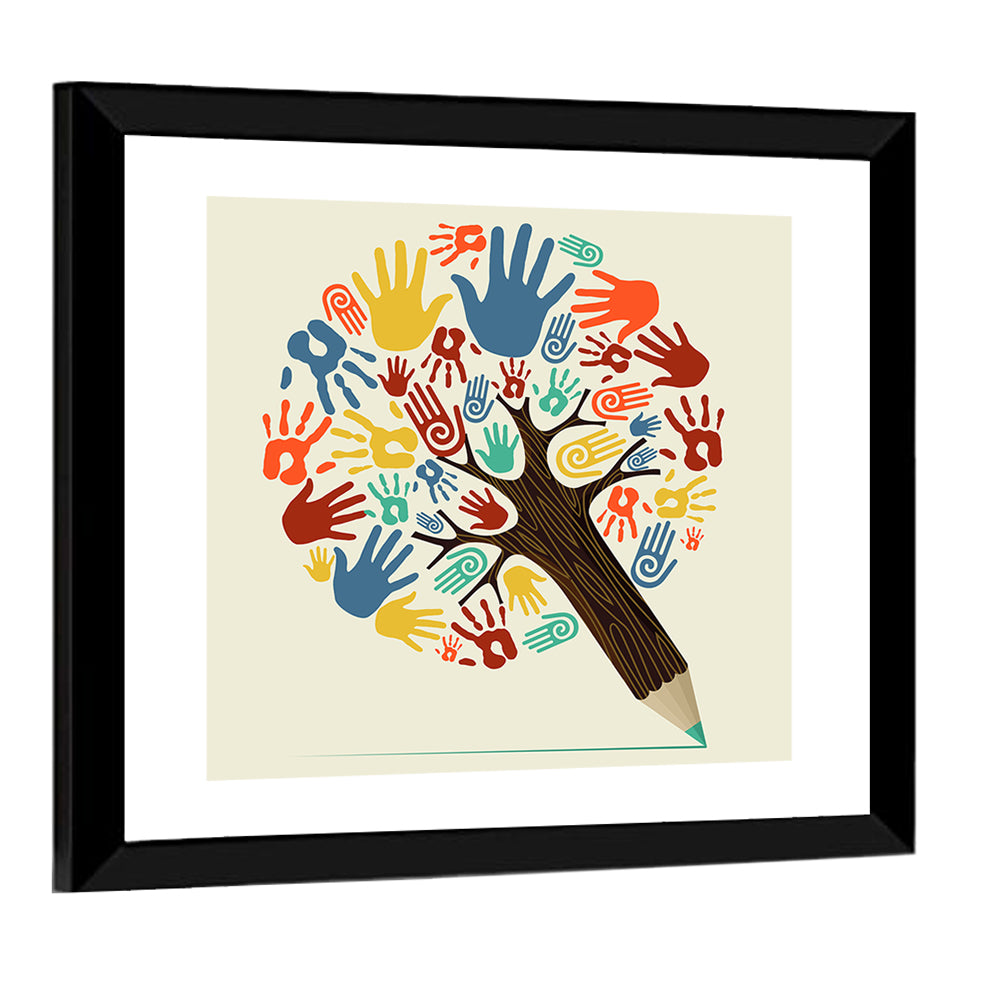 Handprint Tree Illustration Wall Art