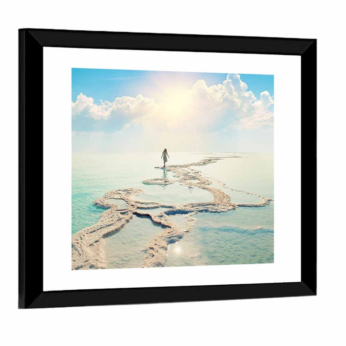 Dead Sea Salt Flats Wall Art as a framed print