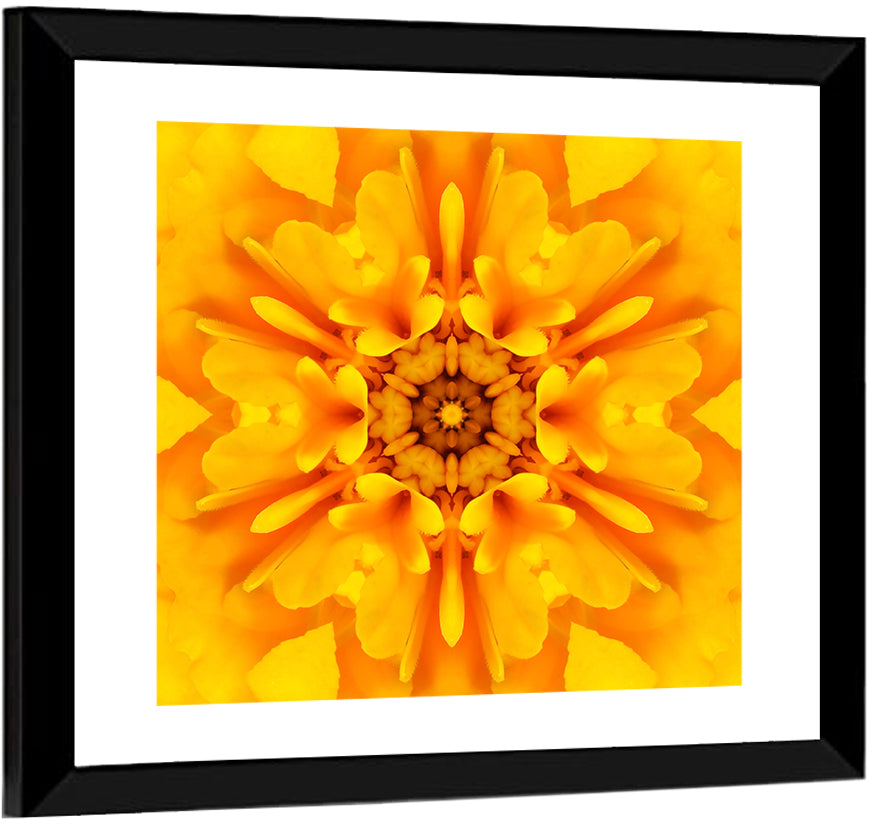 Golden Dahlia Mandala Wall Art