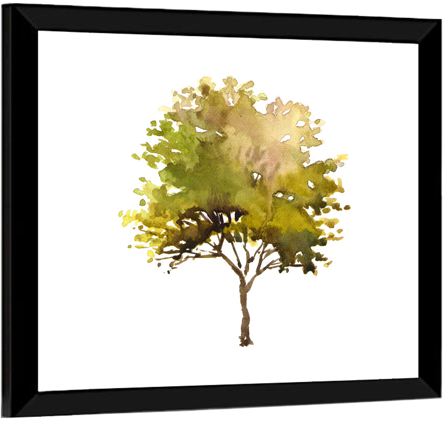 Olive Green Watercolor Tree Wall Art