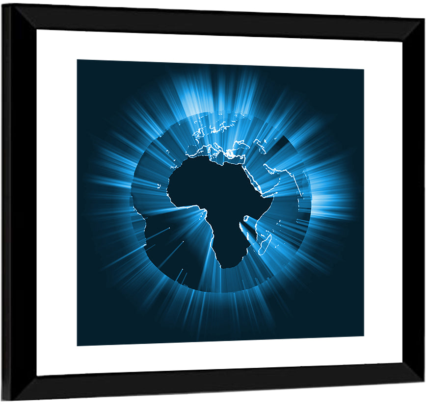 Glowing Africa Globe Wall Art