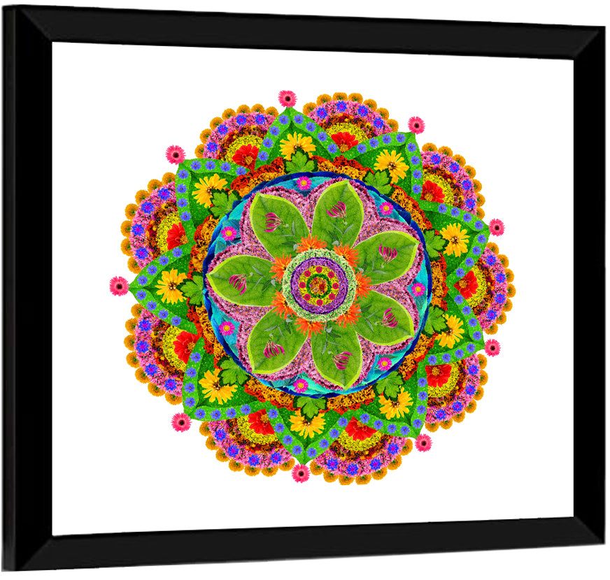 Vibrant Floral Petal Mandala Wall Art