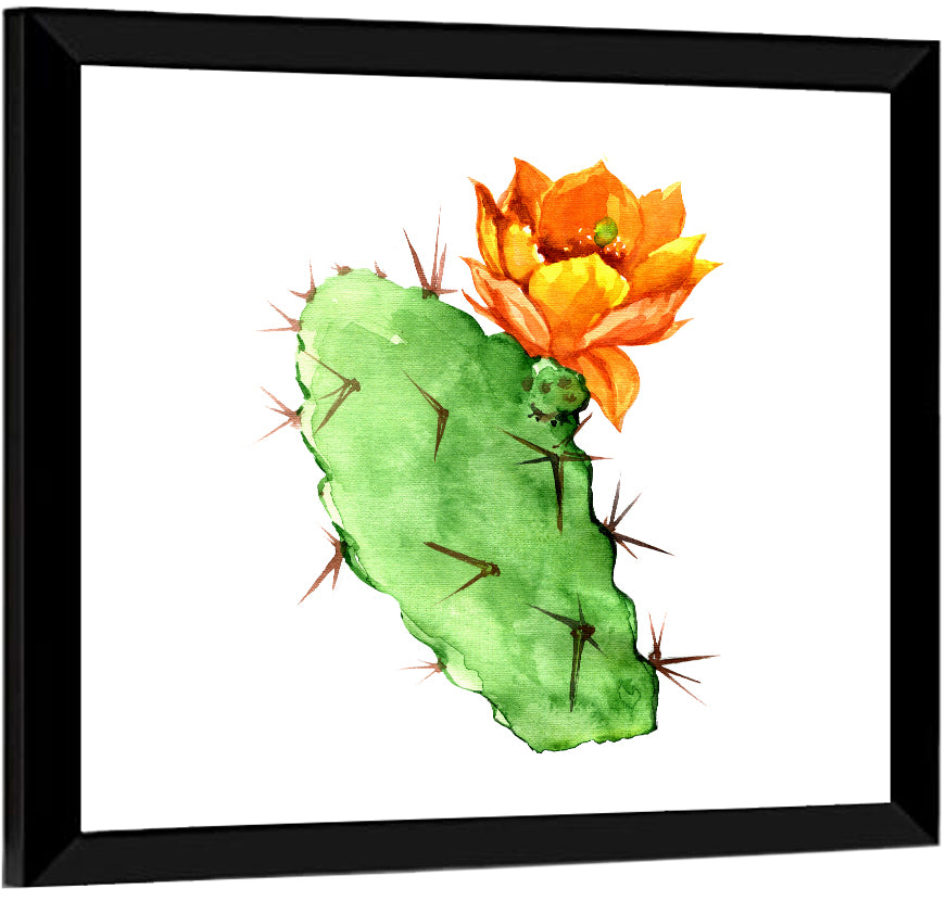 Opuntia Cactus Watercolor Wall Art