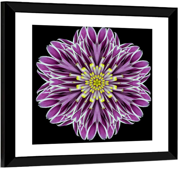 Kaleidoscopic Pink Floral Mandala Wall Art as a framed print