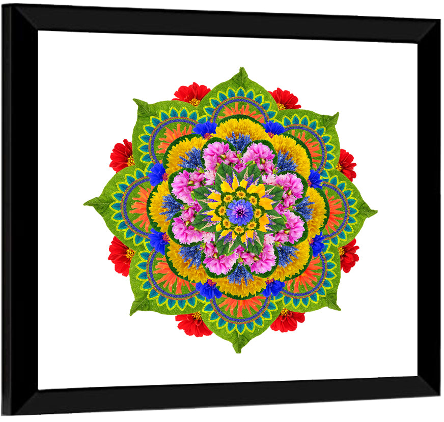 Vibrant Lotus Floral Mandala Wall Art