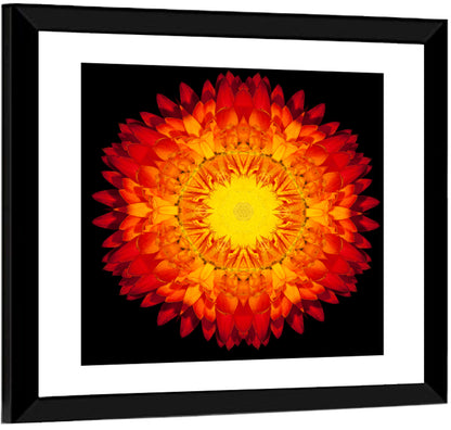 Red Mandala Flower Wall Art