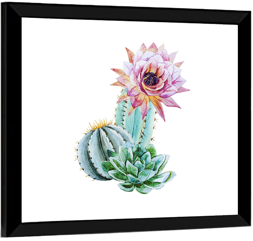 Blooming Cactus Watercolor Wall Art