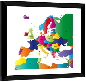 Coloured Europe Map Wall Art