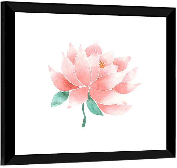 Soft Pink Lotus Watercolor Wall Art as a framed print