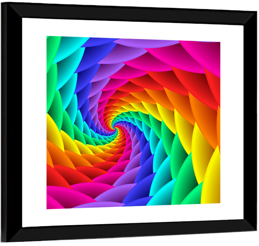 Rainbow Spiral Vortex Tunnel Wall Art
